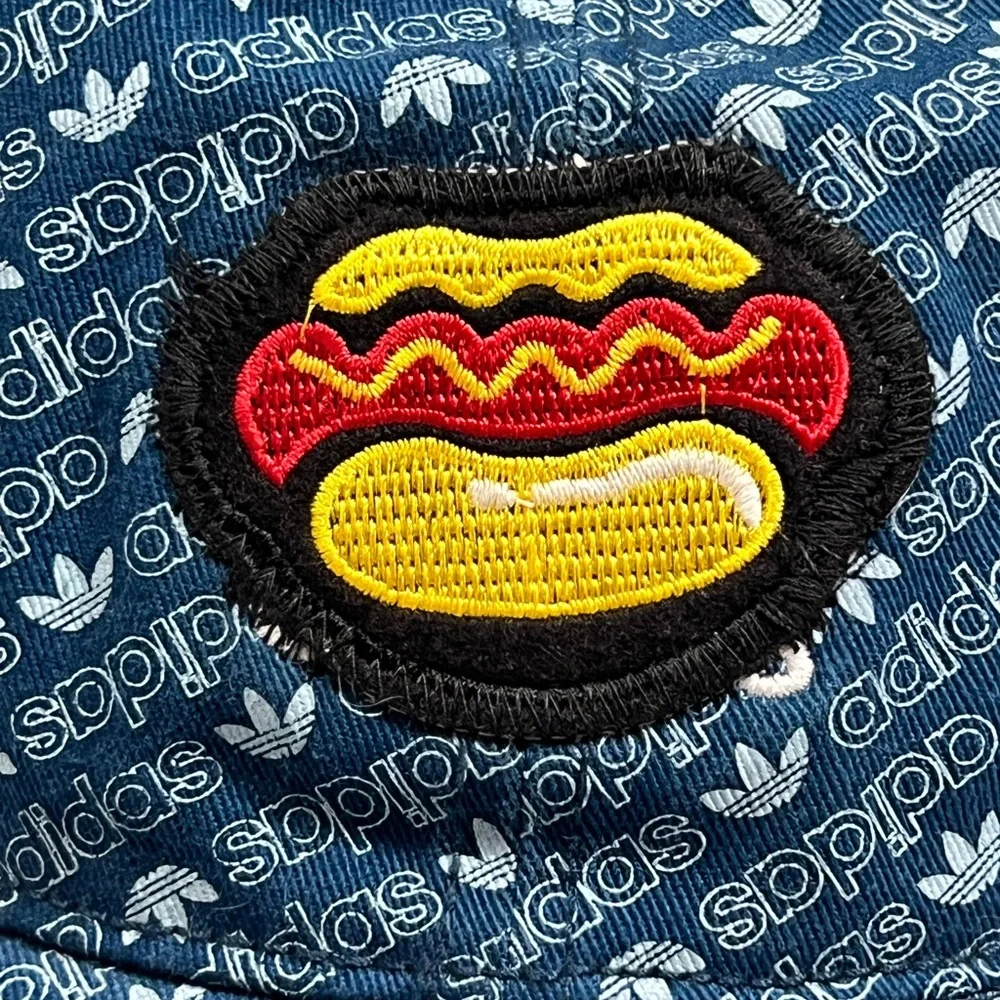ADIDAS All Over Logo Women's Fit Strapback Hat OSFW W/ Hotdog Patch - Picture 2 of 8